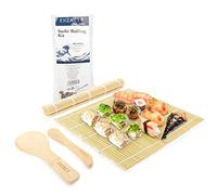 EXZACT 4pcs Sushi Making Kit Bamboo Rolling Mats Rice Paddle Spreader Set