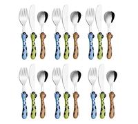 EXZACT Children Cutlery 18 pcs Stainless Steel Kids Giraffe 24M+