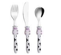 EXZACT Children Cutlery 3pcs Stainless Steel Kid Toddler Cow 24M+