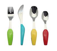 EXZACT Childrens Cutlery 4pcs Stainless Steel/Kids Cutlery - 1 x Fork, 1 x Knife, 1 x Dinner Spoon, 1 x Dessert Spoon - BPA Free - Dishwasher Safe (WF220-4)