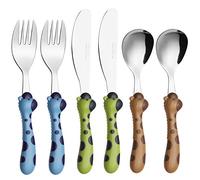 Exzact Children's Cutlery 6pcs Toddler Cutlery/Kids Flatware - Stainless Steel - 2 x Forks, 2 x Safe Dinner Knives, 2 x Dinner Spoons (Giraffe x 6)