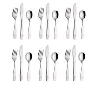 Exzact Childrens Cutlery Set 18pcs Stainless Steel Kids Cutlery/Toddler Utensils/Flatware - 6 x Forks, 6 x Safe Dinner Knives, 6 x Dinner Spoons - Engraved Dog Cat Bunny