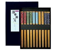 EXZACT Chopsticks Gift Set 10 Pairs Bamboo Reusable Japanese Style Box