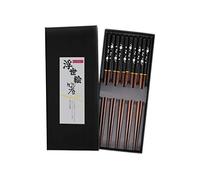 Exzact Chopsticks Gift Set Black Lacquer - 5 Pairs of Reusable Chopsticks in a Black Handmade Box - Japanese Style (EX-CS05-BLK)