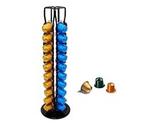 EXZACT Coffee Capsule Holder 40 Pods 360° Rotating Metal Wire Stand Black