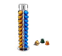 EXZACT Coffee Capsule Holder 40 Pods 360° Rotating Metal Wire Stand Silver
