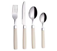 EXZACT Cutlery Set 16pcs Stainless Steel - Coloured Handles - 4 x Forks, 4 x Knives, 4 x Table Spoons, 4 x Tea Spoons - WF23 Cream