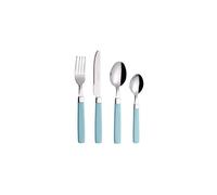 EXZACT Cutlery Set 16pcs Stainless Steel - Coloured Handles - 4 x Forks, 4 x Knives, 4 x Table Spoons, 4 x Tea Spoons - Dishwasher Safe (Turquoise)