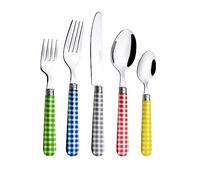 EXZACT Cutlery Set 20 Piece Stainless Steel Gingham Handles Service for 4