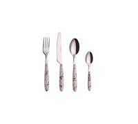 EXZACT Cutlery Set 24 PCS Stainless Steel Flatware with Color Handles - 6 x Forks, 6 x Dinner Knives, 6 x Dinner Spoons, 6 xTeaspoons (Marble x 24)
