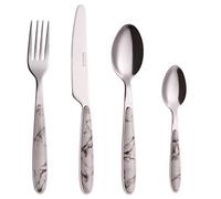 EXZACT Cutlery Set 24pcs Stainless Steel Flatware with Marbel Printing Handles - 6 x Forks, 6 x Dinner Knives, 6 x Dinner Spoons, 6 xTeaspoons (Marble x 24)