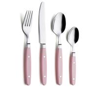 EXZACT Cutlery Set 24pcs Stainless Steel - with Rivet Craft Handles/Retro Style Flatware - 6 x Dinner Forks, 6 x DinnerKnives, 6 x Table Spoons, 6 x