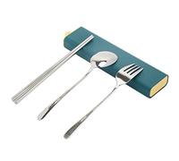 Exzact Cutlery Set in a Case - Chopsticks Spoon Fork 18/10 Stainless Steel Portable Travel Camping Lunchbox - Korean Japanese Bento -Dishwasher Safe