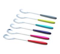 Exzact Ice-Cream Sundae Spoon 6pcs Stainless Steel Assorted Colours - Long Handle, Latte Spoon, Ice Tea Stirring - Coffee, Dessert, Hot Chocolate