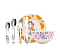 Exzact Kids Children Dinner Set 6pcs Porcelain Plate Bowl Cutlery Animals