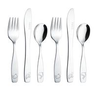Exzact Kids Cutlery Set Stainless Steel 6pcs Engraved Ocean Creature 24M+