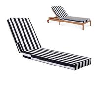 EXZFW Lounger Cushion, Replacement Sun Lounger Cushions, Sun Lounger Cushions Only, Sunbed Cushions Thick, Outdoor Recliner Chair Cushions for Indoor Outdoor Garden Patio Beach,NO04,183x53x10cm