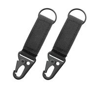 EYAKEG 2Pcs Tactical Gear Clip, Nylon Key Ring Holder or Tactical Belt Keeper Military Utility Hanger Carabiner, Black
