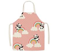 Eyands Panda Child Apron for Cooking Baking - Cute Pattern Linen Kitchen Apron for Kids, Cooking Painting Gardening Apron