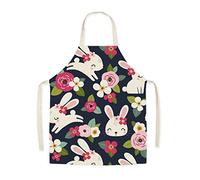 Eyands Rabbit Child Apron for Cooking Baking - Cute Pattern Linen Kitchen Apron for Kids, Cooking Painting Gardening Apron