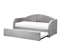Beliani Trundle Bed Velvet Eyburie 90 X 200 Cm (Eu Single) Grey