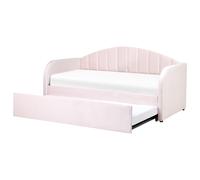 Beliani Trundle Bed Velvet Eyburie 90 X 200 Cm (Eu Single) Pastel Pink
