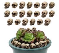 Eyccier 20PCS Halloween Mini Skeleton 0.39x0.39x0.71 Inch Resin Realistic Mini Skulls Waterproof Portable Skull Ornament for Landscape Garden Potted Decor.