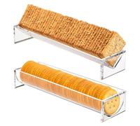 Eyccier 2Pcs Acrylic Serving Tray, 9x3inch Rectangular Transparent Acrylic Macaron Display Cracker Tray, U & V Shaped Multipurpose Biscuit Holder for Home Party Food Display