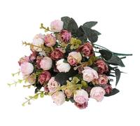 Eyccier 2PCS Roses Artificial Flowers, 7 Branch 21 Heads Silk Faux Roses Bouquet, 13 Inch Artificial Flower Bouquet for Wedding Home Office Decor..