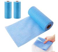 Eyccier 3 Rolls Disposable Kitchen Cloth 150 Sheets Disposable Cleaning Cloths All Purpose Dish Cloths Non Woven Blue Cloths Wash Free for Kitchen Bathroom Window Glass