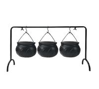 Eyccier 3PCS/Set Witches Cauldron Plastic Cauldron, Mini Cauldron on Rack Black Plastic Witches Cauldron Halloween Candy Bowl Bucket for Halloween Party Hocus Pocus Decor