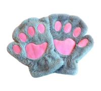 Eyccier Cat Paw Gloves Plush Thicken Cat Fingerless Gloves for Women Girls Cute Fursuit Feet Paws Skin Friendly Warm Gloves for Home Office Grey