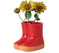 Eyccier Ceramic Boot Vase, Red, 4.7x3.9x5.1 Inch, Novelty Rain Boot Planter, Non-Slip Base, Weather-Resistant Finish, Perfect for Home, Garden, Balcony Decor