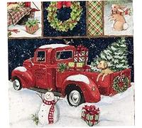 Eyccier Christmas Panel Quilt, Snowman Gifts Snow Pumpkin Polyester Fabric Panel Fabric Red Truck Collage Home Decorative 90x110cm.