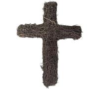 Eyccier Cross Wreath Frame, Rustic DIY Rattan Woven Cross Wreath for Xmas Easter Door Garland Wedding Party Home Hanging Decoration.