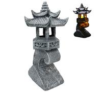 Eyccier Japanese Pagoda Statues, Waterproof Resin Solar Pagoda Lantern, 4x6x13 inch Decorative Japanese Stone Lantern for Garden Yard Lawn Balcony Patio Porch.