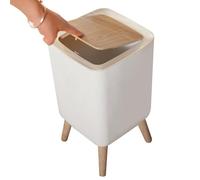 Eyccier Office Trash Can, 10L/2.6 Gallon Airtight Bathroom Trash Can with Press Top Lid, Square Plastic Litter with Detachable High Legs for Home, Dorms, Kitchen, Bedroom..