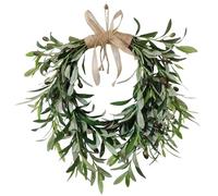 Eyccier Olive Wreaths for Front Door, 20 Inch Green Olive Branch Wreath with Bowknot, Portable Greenery Graland for Home Wall Window Decor.