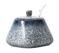 Eyccier Sugar Bowl with Lid and Spoon, 430ml Ceramic Sugar Container, Non Slip Japanese Style Salt Jar for Kitchen Counter, Coffee Bar.