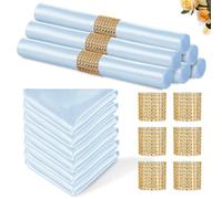 Eychei 100 Pack Light Blue Satin Napkins and Napkin Rings Set, 12 x 12 Inch Silky Soft Cloth Napkins Set of 50, Square Satin Dinner Table Napkins Bulk for Wedding Banquet Graduation Party Decoration