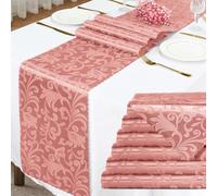 Eychei Rose Gold Damask Satin Table Runner 12 x 108 Inch, 6 Pack