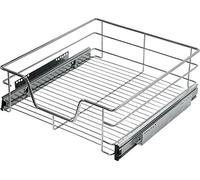 Eyckhaus Telescopic Drawer for Kitchen Organisation for Retrofitting (60 cm) with Pull-Out Rails, Cupboard Drawer for Kitchen Cupboard, Hanging Basket for Kitchen (Full Extension) Chrome, Metal