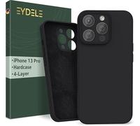 EYDELE Quadruple Protection for iPhone 13 Pro - Hardcase | Microfiber Lining | Silicone Coating & Anti Fingerprints - Shockproof Case in Raven black