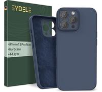 EYDELE Quadruple Protection for iPhone 13 Pro Max - Hardcase | Microfiber Lining | Silicone Coating & Anti Fingerprints - Shockproof Case in Midnight blue