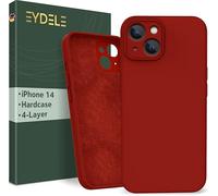 EYDELE Quadruple Protection for iPhone 14 - Hardcase | Microfiber Lining | Silicone Coating & Anti Fingerprints - Shockproof Case in Fire red