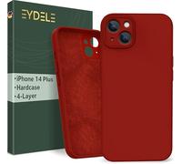 EYDELE Quadruple Protection for iPhone 14 Plus - Hardcase | Microfiber Lining | Silicone Coating & Anti Fingerprints - Shockproof Case in Fire red