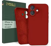 EYDELE Quadruple Protection for iPhone 16 - Hardcase | Microfiber Lining | Silicone Coating & Anti Fingerprints - Shockproof Case in Fire red