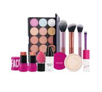 Eye And Face Makeup Kit, All-in- Eyeshadow Palette, Face Primer, Blush Stick, Loose Powder, Brushes, Beginner-Friendly Cosmetics Set For Daily & Special Occasions
