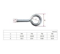 Eye Bolts 10Pcs Galvanized Steel Sheep Eye Bolt Screws Ring Hook Hanging Screw M3 M4(12mm,M4 10pcs)