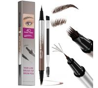 Eye Brow Pencil - 2-in-1 Microblading Eyebrow Pen with 4d Square & Ultra-Fine Tips - Waterproof Long-Lasting Brow Pencil, Last All-Day, With Eyebrow Spoolie Brush, Dark Brown